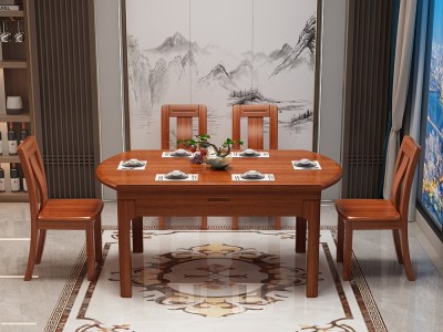 胡桃木餐台椅图2