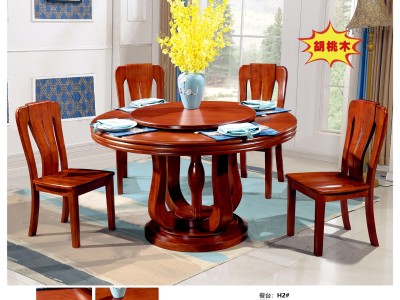 实木圆桌 餐桌椅图4