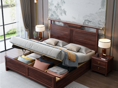 乌金木新中式床9901#图2