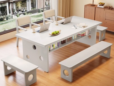 955#双层橡木大板桌，双层置物桌腿，使用广泛，可当餐桌图5