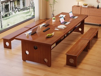 955#双层橡木大板桌，双层置物桌腿，使用广泛，可当餐桌图2