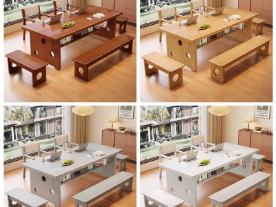 955#双层橡木大板桌，双层置物桌腿，使用广泛，可当餐桌图7