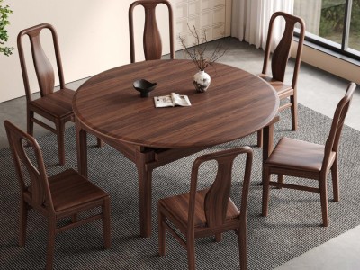 黑胡桃餐桌椅，黑胡桃跳台图5