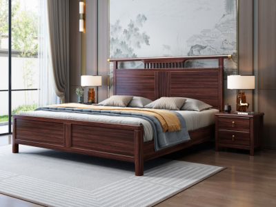 乌金木新中式床图2