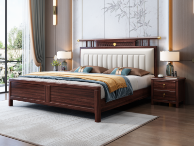 乌金木新中式床图3