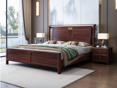 乌金木新中式床图6