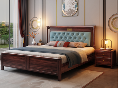 乌金木新中式床图8