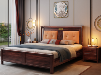 乌金木新中式床图9