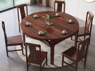 乌金木新中式餐桌椅爆款图3