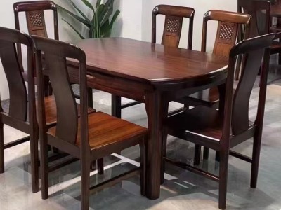 乌金木新中式餐桌椅爆款图2