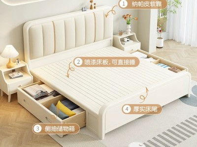 奶白最新款！标配双龙骨静音床板！ 整体加大加厚设计！图8