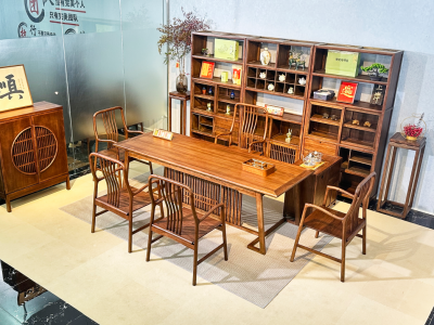 老榆木茶台系列（屏风桌茶台）图3