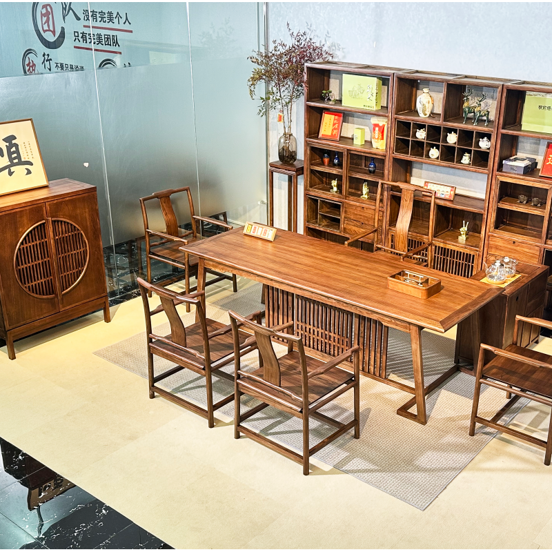 老榆木茶台系列（屏风桌茶台）