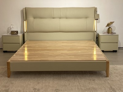 生态真皮软体床 4×17橡木床边，橡木床板，榫卯结构图3