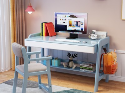 全实木可升降书桌，  桌椅均可根据孩子的身高调节高矮，  幼儿园到成人均适用，  尺寸：0.8米，1米，1.2米，1.4米。图5