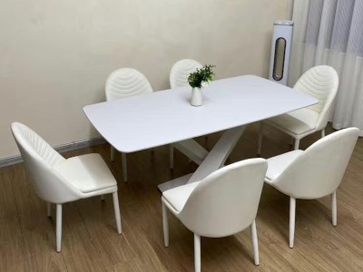601#奶油风岩板方桌，搭配毛毛虫椅，火爆热销中…图5