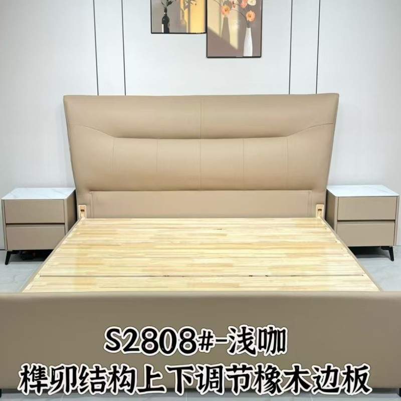 爆款软床，生态真皮，榫卯结构，满铺床板