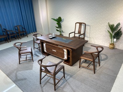 简韵茶台 规格：200*85*75、220*85*75cm 材质：金楸檀木 颜色：浅黑胡桃图7