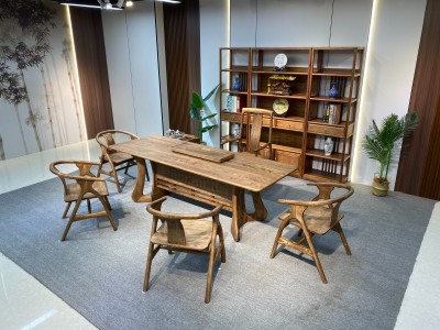 茗浩大板办公茶台 规格：200x86x75          220x86x75          240x86x76 材质：金丝胡桃木色图5