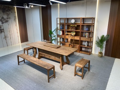 茗浩大板办公茶台 规格：200x86x75          220x86x75          240x86x76 材质：金丝胡桃木色图3