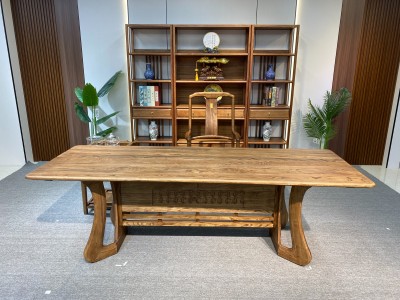 茗浩大板办公茶台 规格：200x86x75          220x86x75          240x86x76 材质：金丝胡桃木色图4