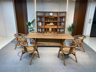 茗浩大板办公茶台 规格：200x86x75          220x86x75          240x86x76 材质：金丝胡桃木色图7