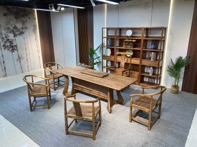 茗浩大板办公茶台 规格：200x86x75          220x86x75          240x86x76 材质：金丝胡桃木色图8