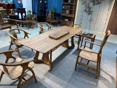 茗浩大板办公茶台 规格：200x86x75          220x86x75          240x86x76 材质：金丝胡桃木色图9