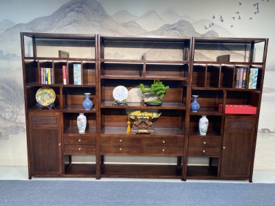 星空三合一博古架 规格：310x35x196cm 中柜：120x35x196cm 材质：金花梨木图7