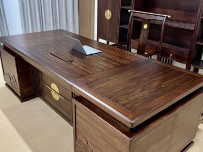 旭日东升办公台 尺寸：260*108*80cm 材质：进口格木图3