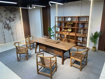 优雅大板办公茶台 规格：200/220/240x86x75cm 材质：胡桃木图3