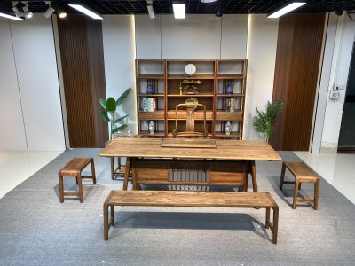 优雅大板办公茶台 规格：200/220/240x86x75cm 材质：胡桃木图6