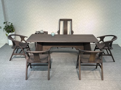 志雅办公茶台 尺寸: 200/220/240*86*75cm 材质: 金丝胡桃木 颜色: 烟熏色、金胡桃色图3