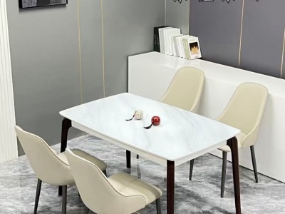 A25# 6厘玉晶石方桌 ​橡木台脚，底部有厚底板 尺寸：​1.3*0.8m ​多款椅子可以搭配图2