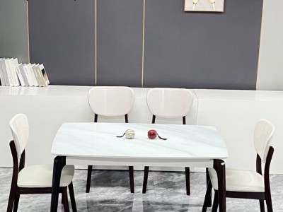 A25# 6厘玉晶石方桌 ​橡木台脚，底部有厚底板 尺寸：​1.3*0.8m ​多款椅子可以搭配图3