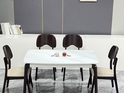 A25# 6厘玉晶石方桌 ​橡木台脚，底部有厚底板 尺寸：​1.3*0.8m ​多款椅子可以搭配图4