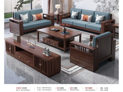 玺越黑胡桃沙发系列 客厅家具 实木沙发 新中式家具图9