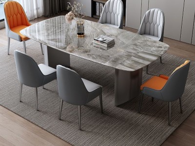 马蹄脚微晶石面餐桌图6