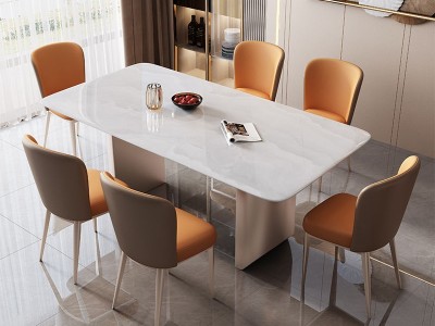 马蹄脚微晶石面餐桌图3