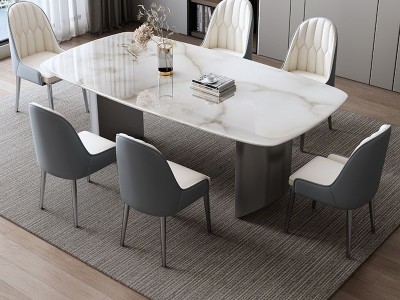 马蹄脚微晶石面餐桌图5