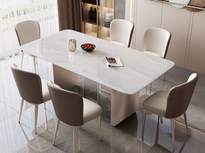 马蹄脚微晶石面餐桌图2