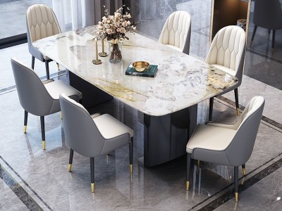 马蹄脚微晶石面餐桌图8