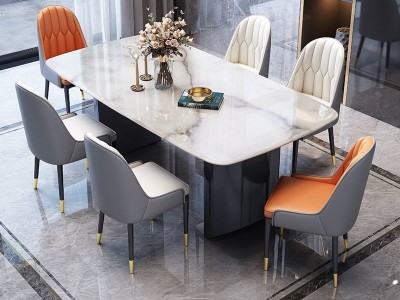 马蹄脚微晶石面餐桌图4