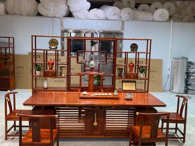 上善若水办公茶台 规格：240x90x76cm 材质：格木图3
