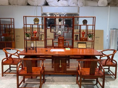 上善若水办公茶台 规格：240x90x76cm 材质：格木图4