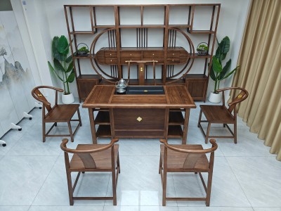泰安茶台（新款） 【尺寸】160/180*80*73cm 【材质】橡木 【颜色】北美胡 高品擦色工艺图2