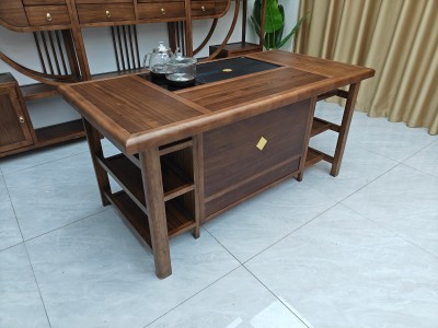泰安茶台（新款） 【尺寸】160/180*80*73cm 【材质】橡木 【颜色】北美胡 高品擦色工艺图7