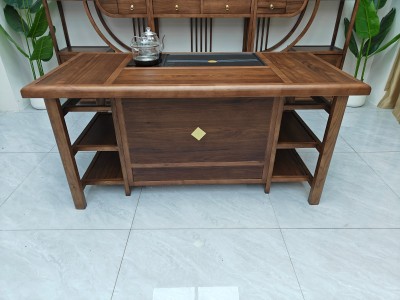 泰安茶台（新款） 【尺寸】160/180*80*73cm 【材质】橡木 【颜色】北美胡 高品擦色工艺图6