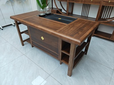 泰安茶台（新款） 【尺寸】160/180*80*73cm 【材质】橡木 【颜色】北美胡 高品擦色工艺图8