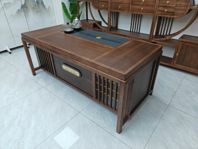 人和致远茶台 【规格】160/180/200*82*73cm 【材质】橡木 【颜色】北美胡 高品擦色工艺图7